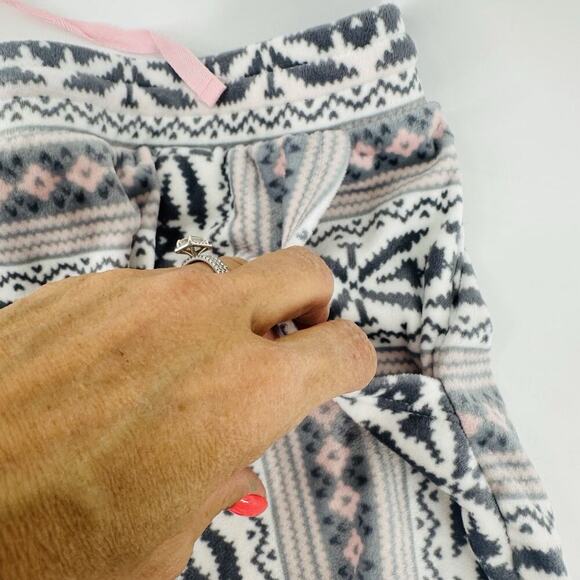 Jane & Bleecker Cozy Soft Lounge Pajama Pants Aztec Geometric Gray Pink DD18 - Picture 10 of 10